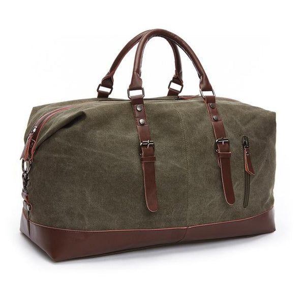 Canvas Leather Men's Large Carry On Luggage Travel Duffle Bags - SolaceConnect.com