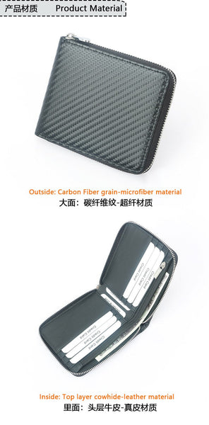 Carbon Fiber Men Wallet Fashon Leisure Zipper Wallet With Coin Pocket 8 Card Slots Wallets 45  -  GeraldBlack.com