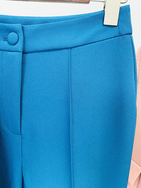 Career Fashion Designer Suit Set Women's Elegant Single Button Diamonds Beaded Blazer Pants Suit  -  GeraldBlack.com