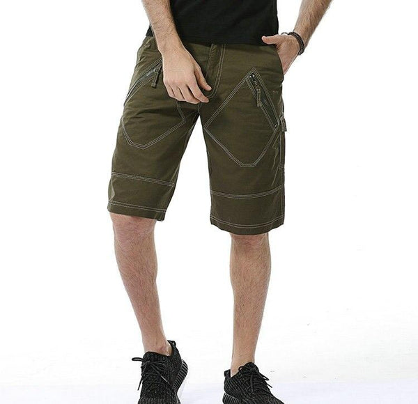 Cargo Bermuda Cotton Washed Shorts Trousers with Zippers for Men  -  GeraldBlack.com