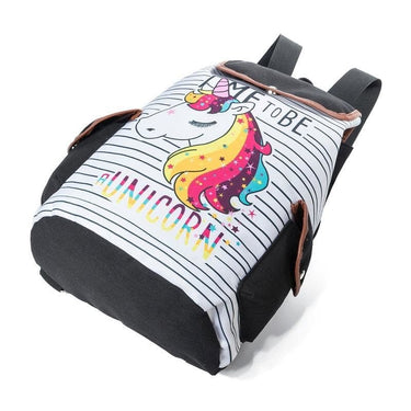 Cartoon Unicorn Printed School Backpack for Teenager with Drawstring - SolaceConnect.com