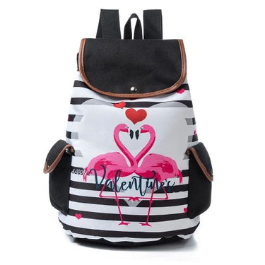 Cartoon Unicorn Printed School Backpack for Teenager with Drawstring - SolaceConnect.com