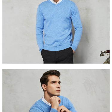 Cashmere Knitted V-Collar Slim Fit Casual Business Men Sweater in 14-Color - SolaceConnect.com