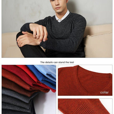 Cashmere Knitted V-Collar Slim Fit Casual Business Men Sweater in 14-Color - SolaceConnect.com