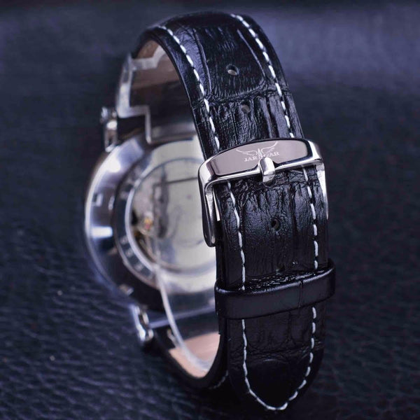 Casual 3 Dial Ripple Design Genuine Leather Silver Case Men's Watches  -  GeraldBlack.com