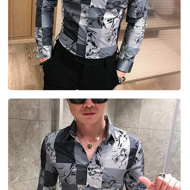 Casual British Style Men's Colorful Plaid Long Sleeve Slim Fit Shirt - SolaceConnect.com