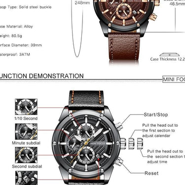 Casual Chronograph Sports Quartz Wristwatch for Men with Auto Date - SolaceConnect.com