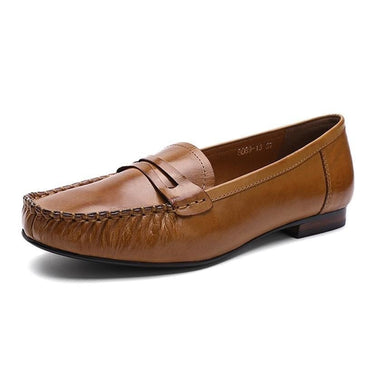 Casual Classic Comfort Women's Genuine Leather Slip-on Flats Penny Loafers - SolaceConnect.com