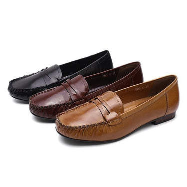 Casual Classic Comfort Women's Genuine Leather Slip-on Flats Penny Loafers  -  GeraldBlack.com