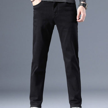 Fashion Men's Stretch Regular Fit Straight Jeans Business Casual Classic Style - SolaceConnect.com