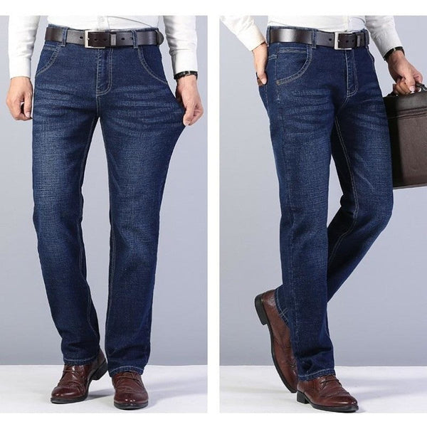 Casual Classic Men's Straight Stretch Regular Fit Business Jeans Pants  -  GeraldBlack.com