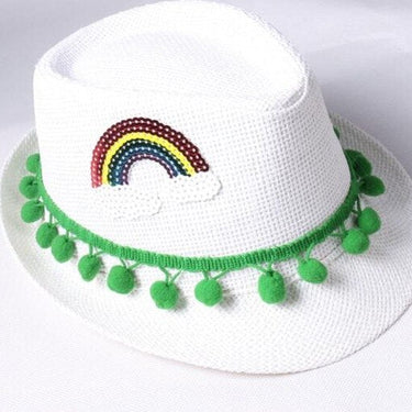 Casual Customized Women's Solid Straw Sequin Fruits Pom Pom Panama Hat - SolaceConnect.com