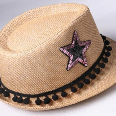 Casual Customized Women's Solid Straw Sequin Fruits Pom Pom Panama Hat - SolaceConnect.com