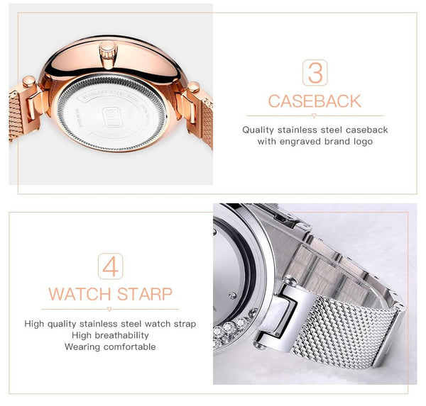 Casual Diamond Bracelet Fashion Quartz Dress Wristwatches for Women - SolaceConnect.com