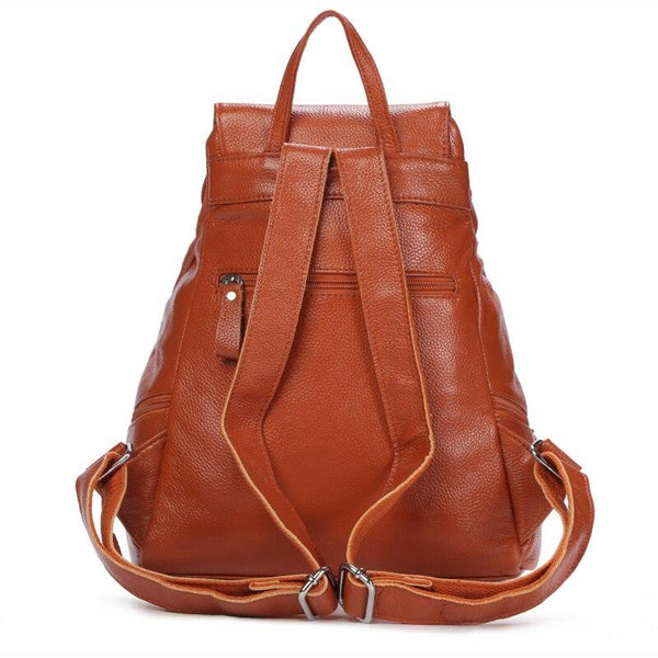 Fashion Brown Black Blue Red Genuine Leather Cute Women Backpacks Female Girl Backpack Lady Travel - SolaceConnect.com