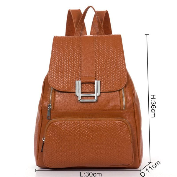 Fashion Black Brown Real Skin Genuine Leather Cute Women Backpacks Female Girl Woman Lady Travel - SolaceConnect.com