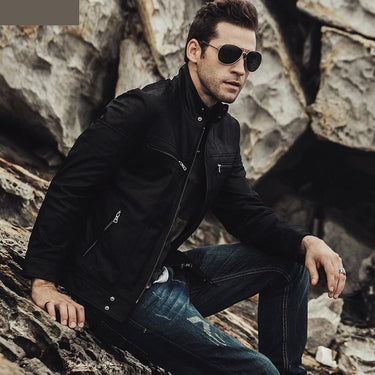 Casual Fashion Men's Real Pigskin Leather Motorcycle Winter Jacket  -  GeraldBlack.com