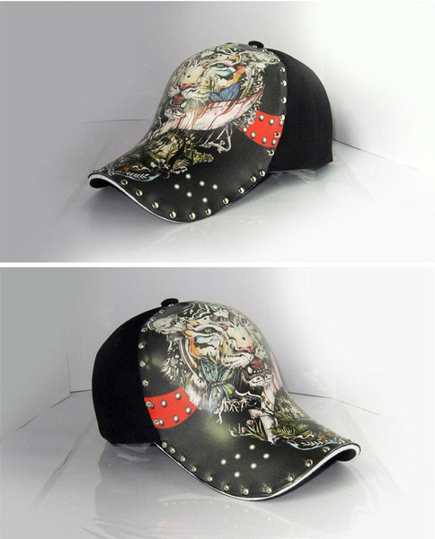 Fashion Tiger 3D Printing Animal Cap With Rivet Men Women Black Baseball Caps Outdoor Snapback Dad - SolaceConnect.com