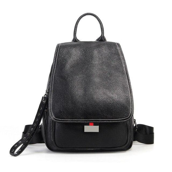 Fashion Casual Black Red Brown Green Genuine Leather Women Backpack Real Skin Female Girl Travel - SolaceConnect.com