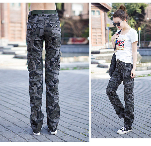 Casual Fashion Women's Camouflage Full Length Jogger Cargo Pants Trousers - SolaceConnect.com