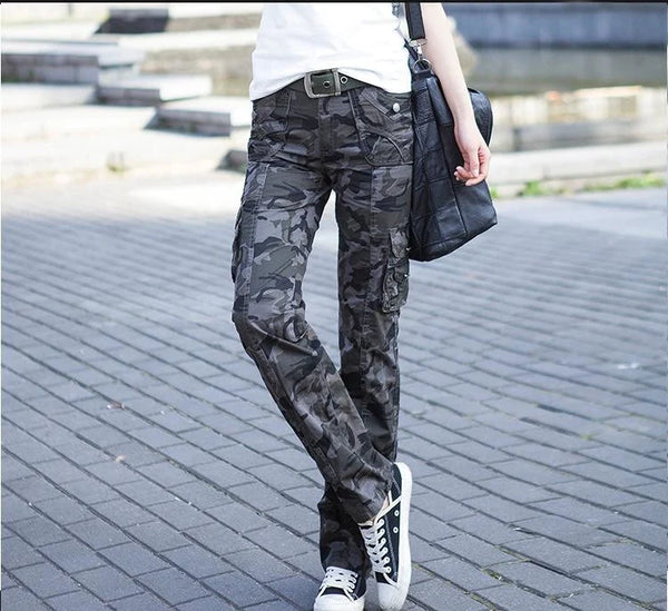 Casual Fashion Women's Camouflage Full Length Jogger Cargo Pants Trousers - SolaceConnect.com