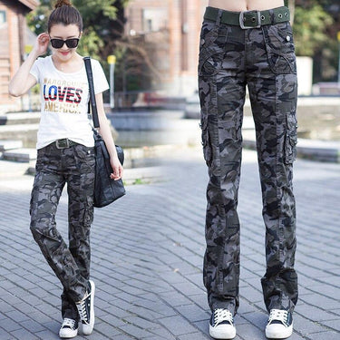 Casual Fashion Women's Camouflage Full Length Jogger Cargo Pants Trousers  -  GeraldBlack.com