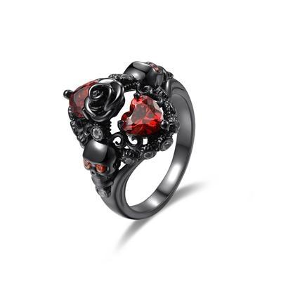 Casual Fashion Women's Charm Black Skull Wedding Party Engagement Rings - SolaceConnect.com