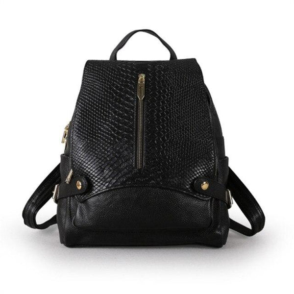 Fashion Black Blue Silvery White Genuine Leather Women's Backpack Girl Lady Female Travel Bags M9009 - SolaceConnect.com