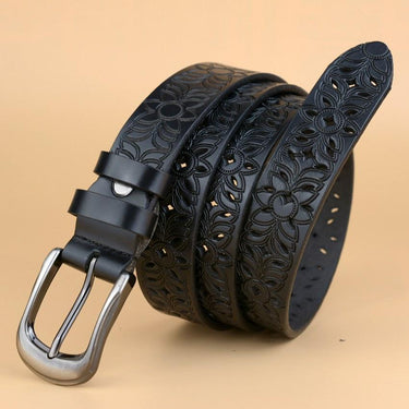 Casual Fashion Women's Solid Real Cow Leather Hollow Out Straps Belt  -  GeraldBlack.com