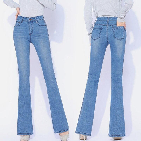 Casual Fashion Women's Thin Skinny High Waist Flare Long Denim Jeans Pants  -  GeraldBlack.com