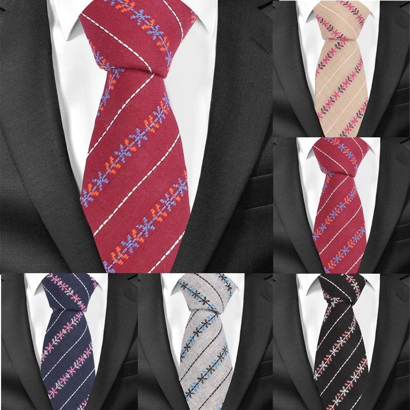 Casual Floral Cotton Skinny Striped Cravat 6 cm Slim Neckties for Men  -  GeraldBlack.com