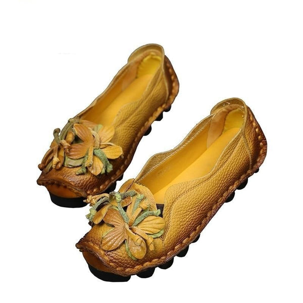 Casual Folk Women's Autumn Flowers Handmade Soft Flat Bottom Sandals Loafers  -  GeraldBlack.com