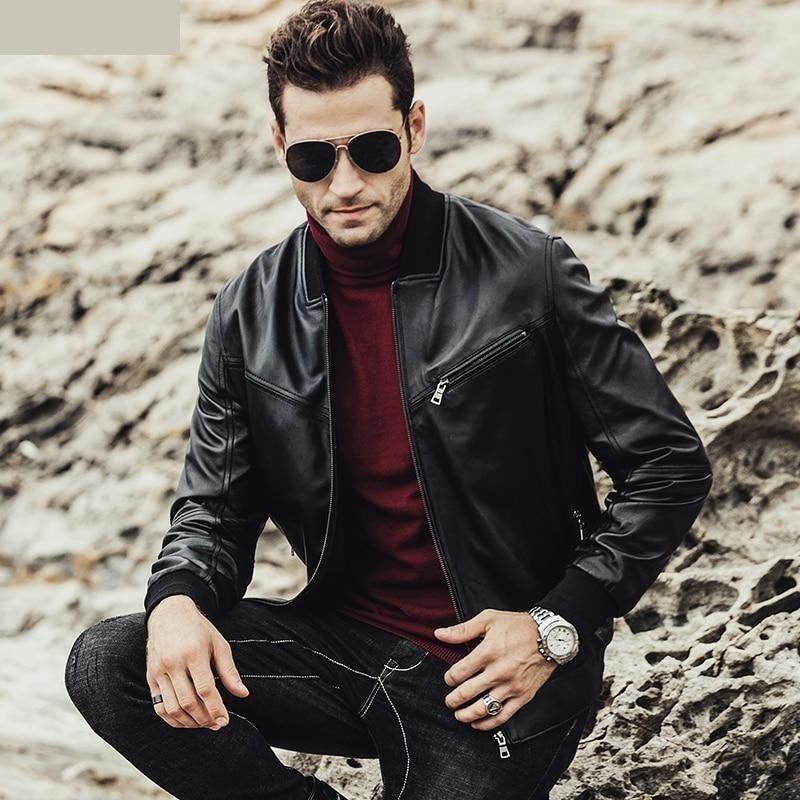 Casual Genuine Lambskin Leather Motorcycle Winter Jackets for Men  -  GeraldBlack.com