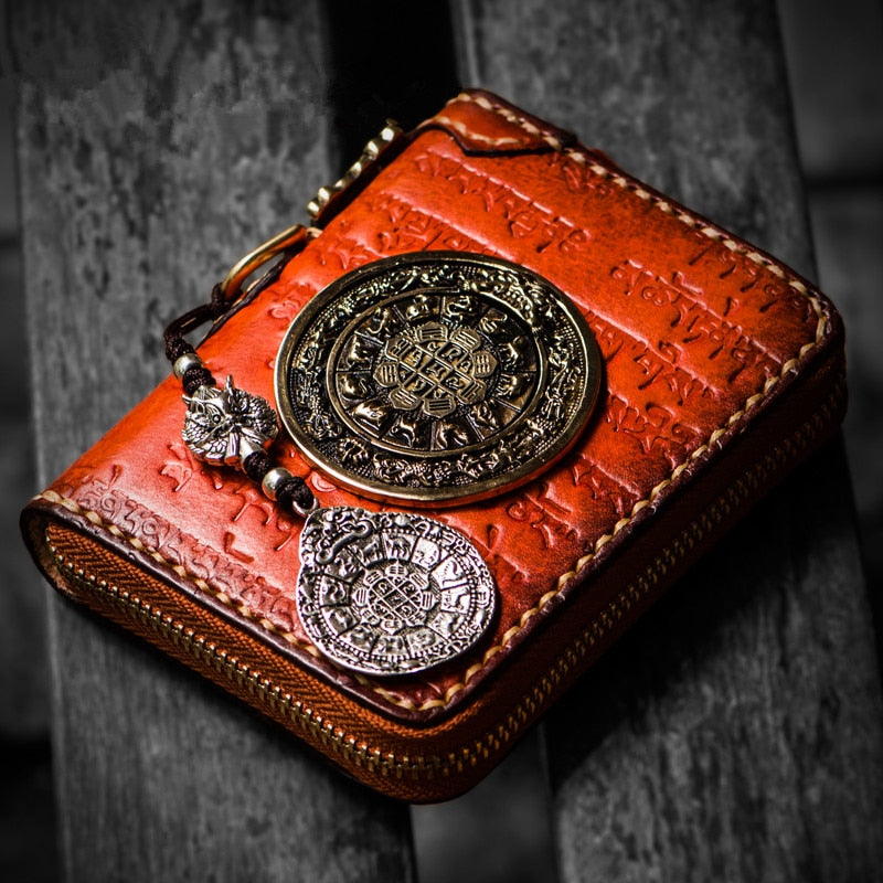 Casual Genuine Leather Card Holder Zipper Short Wallet for Men and Women  -  GeraldBlack.com