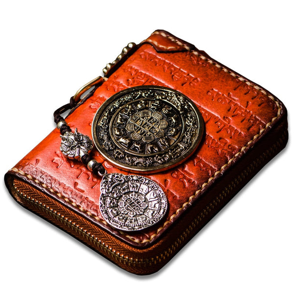 Casual Genuine Leather Card Holder Zipper Short Wallet for Men and Women  -  GeraldBlack.com