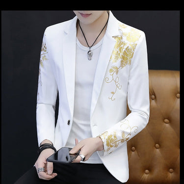Casual Handsome Youth Personality Slim Single Breasted Suit for Men  -  GeraldBlack.com
