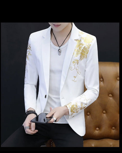 Casual Handsome Youth Personality Slim Single Breasted Suit for Men  -  GeraldBlack.com