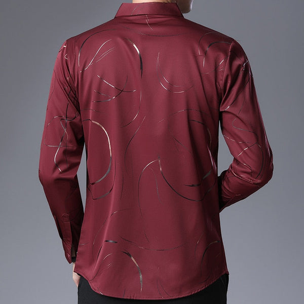 Casual Luxury Gilding Long Sleeve Slim Fit Men Shirt Streetwear Social Dress Autumn Fashions Jersey  -  GeraldBlack.com