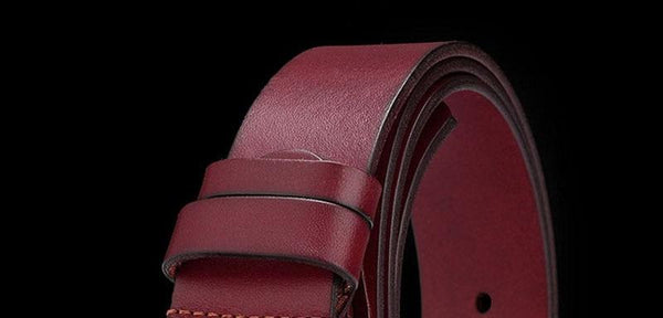 Men's 100% Solid Cow Genuine Leather Belts Man Black Alloy Pin Buckle Metal Belt for Men Packed in - SolaceConnect.com