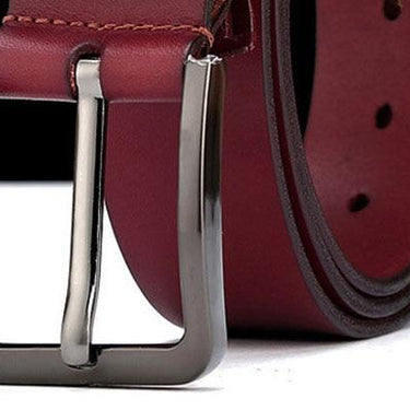 Men's 100% Solid Cow Genuine Leather Belts Man Black Alloy Pin Buckle Metal Belt for Men Packed in - SolaceConnect.com