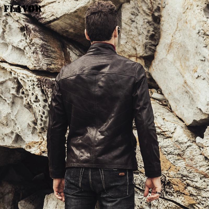 Casual Men's Autumn Winter Solid Real Leather Motorcycle Jacket - SolaceConnect.com