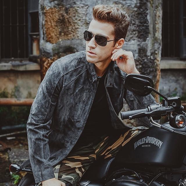 Casual Men's Genuine Pigskin Leather Gray Motorcycle Winter Jackets - SolaceConnect.com