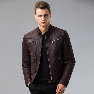 Casual Men's Genuine Pigskin Leather S-6XL Big Size Motorcycle Jacket - SolaceConnect.com