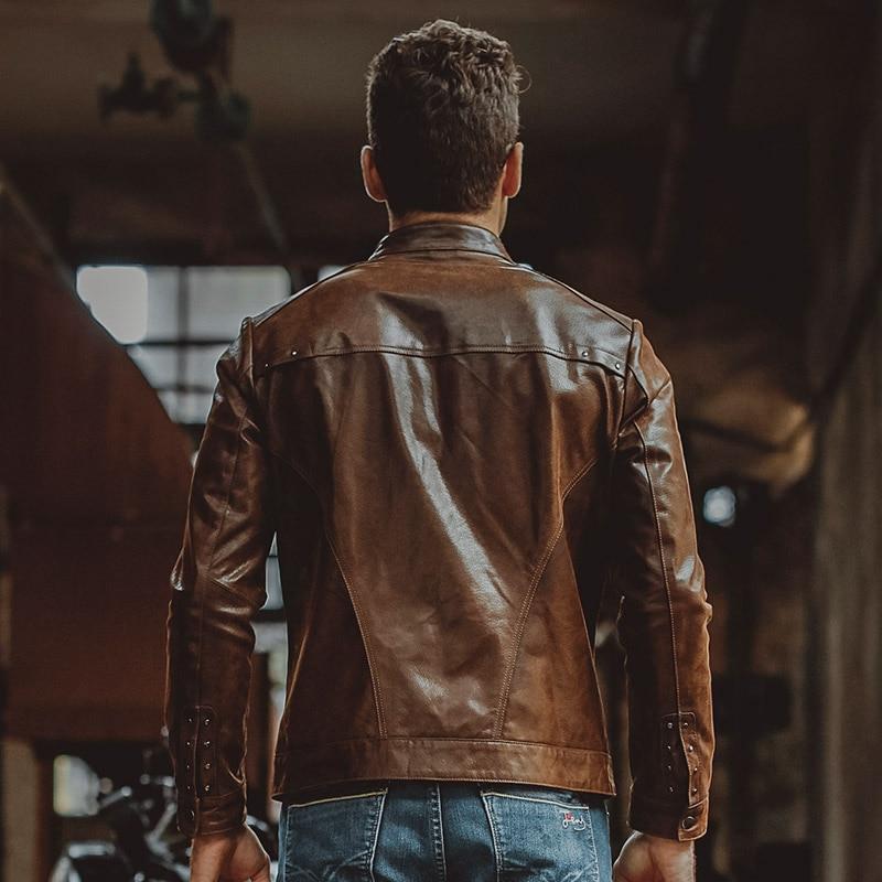 Casual Men's Genuine Pigskin Leather Zipper Motorcycle Bomber Jackets - SolaceConnect.com