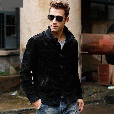 Casual Men's Real Pigskin Leather Elastic Thread Winter Warm Jacket - SolaceConnect.com