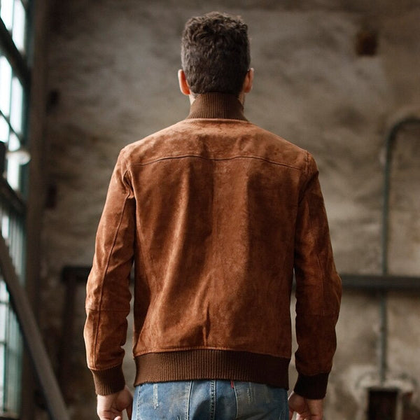 Casual Men's Real Pigskin Leather Elastic Thread Winter Warm Jacket  -  GeraldBlack.com
