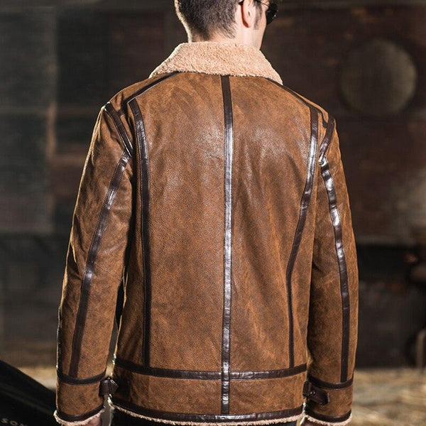 Casual Men's Real Pigskin Leather Solid Zipper Closure Motorcycle Jacket - SolaceConnect.com