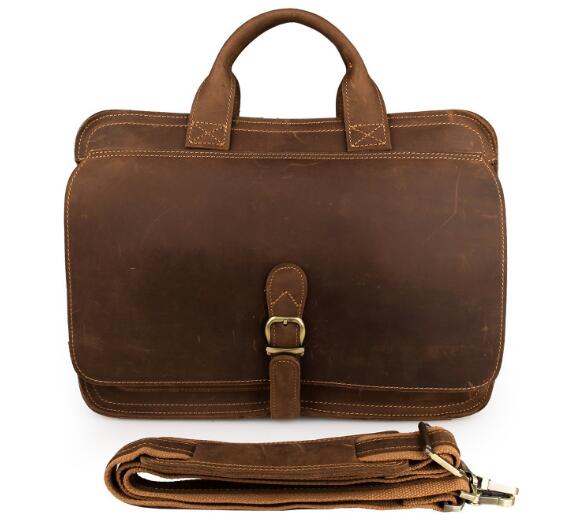 Casual Men's Solid Genuine Leather Large Laptop Business Briefcase Handbag  -  GeraldBlack.com