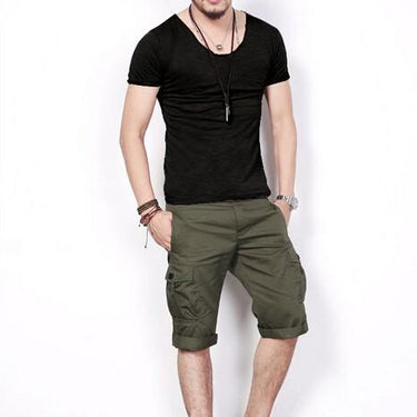 Casual Men's Summer Fashion V-Neck Slim Fit Short Sleeve T-Shirts - SolaceConnect.com