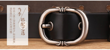 Casual Punk Style Decoration Genuine Leather Pin Buckle Eyelet Belt  -  GeraldBlack.com